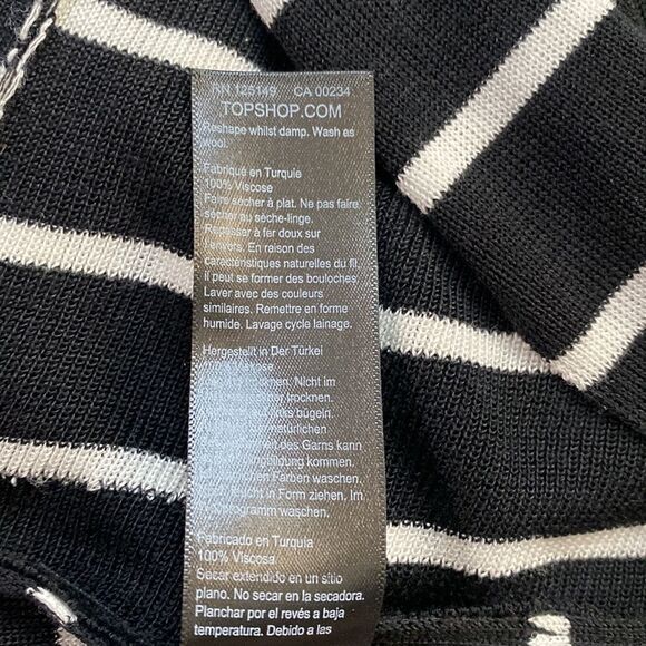 Topshop Front Knot Long Sleeve Crew Neck Black and White Stripes Sweater Top - Picture 11 of 11